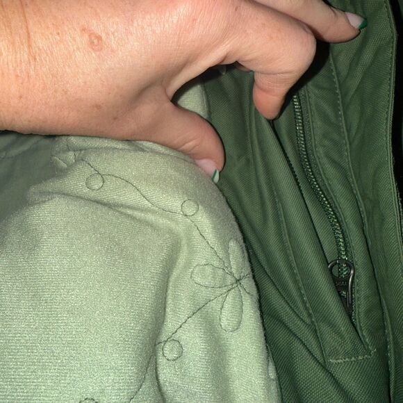 LL Bean Women's Gore-Tex Goose Down Hooded Fur Parka Coat - Forest Green XL - Picture 10 of 16